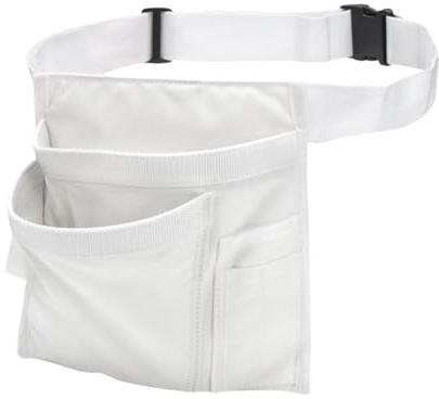 kowaku Garden Tool Hip Bag, Tool Belt Bag for Adults, Lightweight Electrician's Apron Bag for Decorators, Lawn Caretakers, Plumbers, White