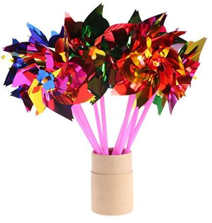 Diogeynu 10Pcs Windmill Pinwheel Wind Spinner Kids Toy Garden Party Decor Foil Windmills For Garden