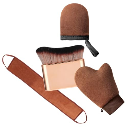 YUZNA 3 en 1 Set Applicateur Autobronzant - Gant Autobronzant, Brosse pour Visage et Corps, et Applicateur pour le Dos
