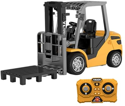 Pineeseatile Carretilla elevadora de Juguete, Carretilla elevadora con Control Remoto de 3 velocidades con Luces y Sonidos, vehículos de construcción RC con Carga USB 1:64 para niños y niñas, Mini RC