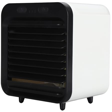 Ventilador de Refrigeración por Nebulización Portátil, Potente Ventilador Silencioso para Camping, Pesca, de Nebulización Personal Recargable por USB para Escritorio ABS (blanco negro)