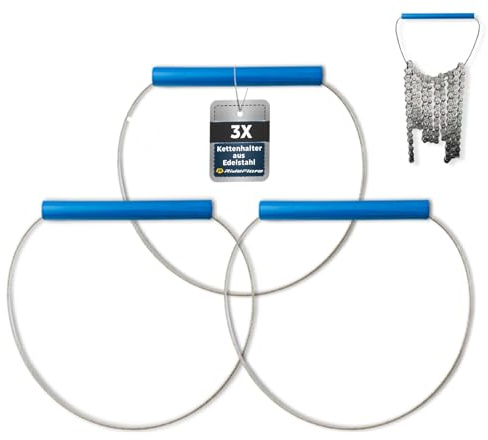 Ride Flare Lot de 3 supports de chaîne de cire chaude pour vélo - Anneaux de protection en acier inoxydable de 40 cm avec poignée - Idéal pour accrocher et égoutter - Pour vélo de route, VTT, gravier
