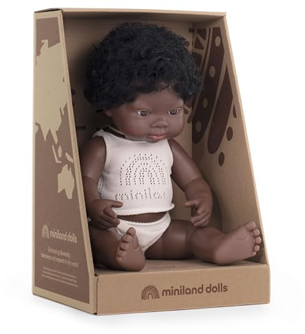 Miniland 31153 - Baby (afrikanischer Junge) 40 cm