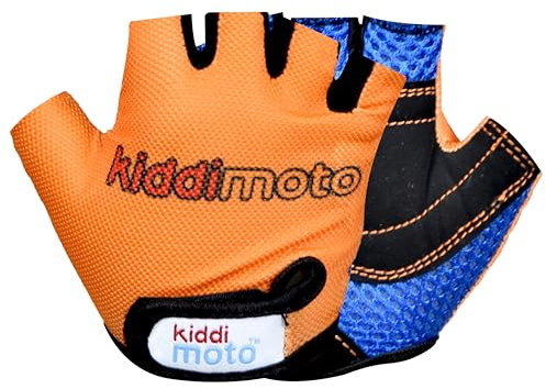 KIDDIMOTO Kinder Fahrradhandschuhe Fingerlose für Jungen und Mädchen/Fahrrad Handschuhe/Bike Kinder Handschuhe (Orange, M (4-8y))