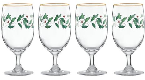 Lenox Holiday Christmas Glass Tumblers, Set of 4