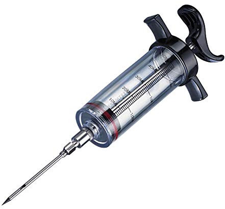 Westmark Jeringa para marinar con aguja extraíble, Longitud: 22,5 cm, Con escala hasta 1,5 oz/50 ml, Plástico/acero inoxidable, Transparente/negro, 61422280