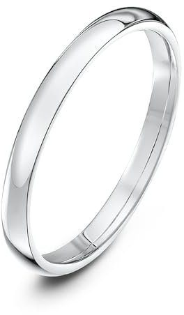 Theia Unisex Ehering Platin, massive ovale Form, poliert, 2mm - Größe 47 (15.0)