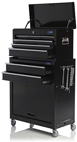 SGS Mechanics Large 8 Drawer Tool Chest & Roller Tool Cabinet, Hooks & Handle