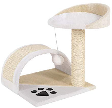 lionto Árbol rascador para Gatos Altura 43 cm, Beige/Blanco