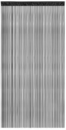 Victoria M. Leonora Fadenvorhang Fadengardine Türvorhang Insektenschutz, mit Durchzugstunnel, Waschbar, Kürzbar, 100 x 245cm, Schwarz