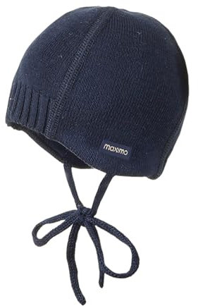 maximo Baby-Mütze, Strick, Band Futter, Basisfarben Made in Germany 37 Dunkelmarine