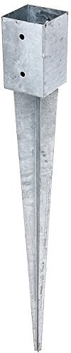 Gartenwelt Riegelsberger Ancrage de poteau en bois carré ou rond à enfoncer, Ancrage au sol, Support à enfoncer, Support de poteau galvanisé 91x91x900 mm
