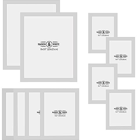 Hanging Picture Frames - Set of 10 | 3 Sizes: 6x4 7x5 10x8 inch | Wall Mountable or Free Standing Collage Photo Frame | Vertical or Horizontal | M&W (White)