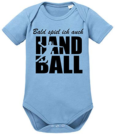 clothinx Baby Body Bio Bald Spiele Ich Auch Handball Himmelblau Gr. 50-56