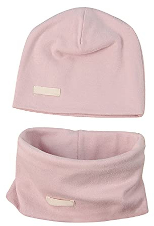 LACOFIA Conjunto de Sombrero y Bufanda de Cuello para bebé ninos y Ninas Gorro de algodón Recien Nacido Sombreros de Punto y pañuelos de Cuello Infantiles Rosa 0-6 Meses