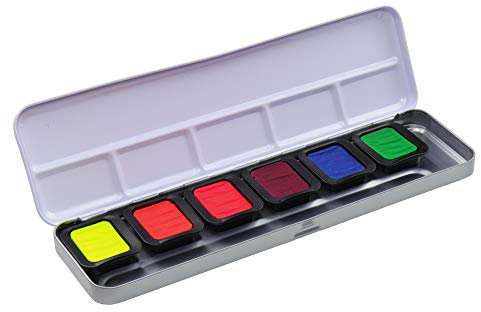 FINETEC FN9000-6 Premium NEON-Aquarellfarben im Metallkasten