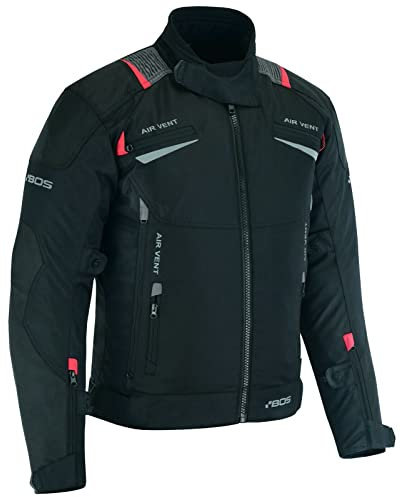 BOSmoto Motorradjacke Herren, Belüftung Reißverschluss, Atmungsaktive Sommer Mesh Motorcycle Stadt Textiljacke Männer mit CE Schulter Ellbogen und Rückenprotektoren, Stretch (XXXL), Biker-22, Schwarz