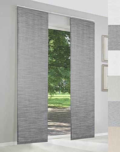 Sun World Schiebegardinen nach Maß Leon, Gardinen, hochqualitative Wertarbeit, Maßanfertigung, Schiebevorhang, Raumteiler, Flächenvorhang, inkl. Laufwagen (240cm Höhe x 60cm Breite/Silbergrau)