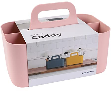 BLUE GINKGO Organisateur Empilable – Caddy Portable Fabriqué en Corée pour Salle de Bain, Bureau, Loisirs Créatifs ou Fournitures Scolaires (Rectangulaire, Rose)