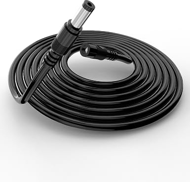 Tonton 2 Meter DC Verlängerungskabel 5.5mm x 2.1mm, 12V Anschlusskabel DC/Gleichstrom DC Kabel Verlängerung für CCTV Überwachungskameras, LED Strip. Verbinder für Netzteil, Schwarz 2M (1er Pack)