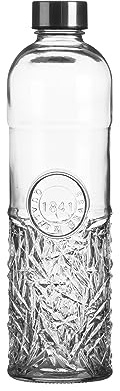 WESTCRAFT Botella de agua con estilo oriental de 1 litro con tapón de rosca, hermética, para agua, zumo en el frigorífico, botella de cristal vintage (retro vintage Edge)
