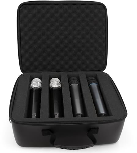 CASEMATIX Portable Microphone Case Compatible with Sennheiser Shure and More Wireless Mic Systems - Dual Layer Customizable Foam Holds Microphones, Receivers, Transmitters and More