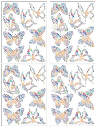 GORGECRAFT 4Stk Schmetterlings-Antikollisions-Fensteraufkleber Schmetterlinge Regenbogen-Aufkleber Frühling Fliegende Insekten Glasalarm Prisma-Aufkleber Sonnenfänger Nicht Klebende Dekoration 30x22cm