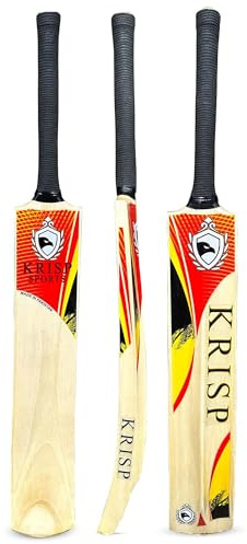 Cricket Bat Kashmir Willow Wooden Handmade Adult Full Size Cane Handle Cricket Bat for Soft Tennis Tape Ball Tournament Practice Indoor Outdoor Cricket Match By Krisp Sports