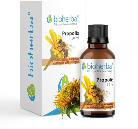 Propolis Tropfen alkoholfrei – 50 ml Tinktur mit Vitamin В6 – Pflanzliches Nahrungsergänzungsmittel von BIOHERBA PZN 17187037