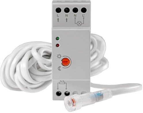 Interruttore crepuscolare sensore esterno su guida DIN cavo 5m Sensore crepuscolare per il controllo dell'illuminazione interna ed esterna