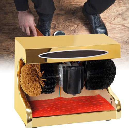 YEHOZZ Shoe Polish Machine,Electric Shoe Brush Automatic Sensor Electric Shoes Polish and Shine Machine Electric Shoe Polishers Brush Shoe Shine Kit,for Family Hotel Bank Commercial,Gold