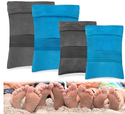 Tefola Sandentferner für Strand,6pcs Korallenvlies Sand Wipe Off Handschuh mit Gummiband,Sandscreen Sand Remover für Sandentferner, Outdoor-Aktivitäten und Übung（4 Large +2 Klein）