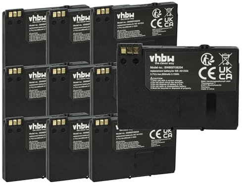 vhbw 10x Akku kompatibel mit Telekom T-Sinus 701M, 701MMS, 701A, 711MMS Handy Smartphone Telefon (850 mAh, 3,7 V, Li-Ion)