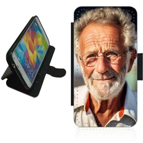 For Samsung Galaxy S22 personalised phone case wallet flip case photo on the front panel Black