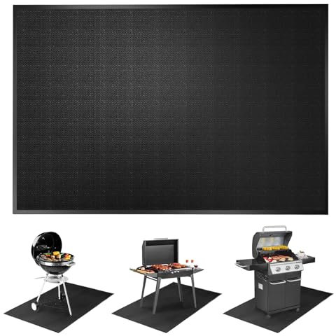 Mondoshop Gasgrill Feuerschale Feuerfeste Unterlage - 100 × 150 Cm Hitzeschutzmatte Splatter Matte, Holzkohlegrill Kaminofen Bodenschutzmatte FüR Boden, Rasen, Camping, Deckschutz