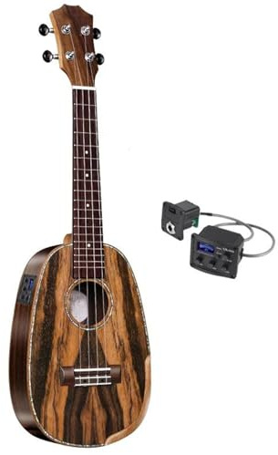Ukulele Anfänger Ebenholz-Ukulel 23-Zoll-Konzert-Ananas-förmige Mini-Gitarre Elektrische Akustikgitarre 4-saitige Ukulele-Gitarre(B)