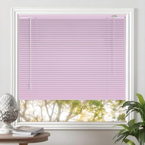 Alu-Jalousie Wand- Und Deckenmontage, Aluminium Jalousien Sonnenschutz Jalousette Rollo Horizontale für Fenster, Blickschutz 55cm 60cm 65cm 90cm 120cm 150cm 160cm(Pink)