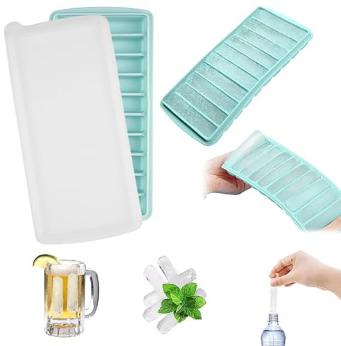 Stampi per Ghiaccio Stampo Ghiaccio Silicone per Bottiglie Certificato LFGB e Senza BPA Piccolo?Forma Cubetti Ghiaccio Riutilizzabili, Ice Cube Tray Forme con Coperchio per All'aperto, Fitness