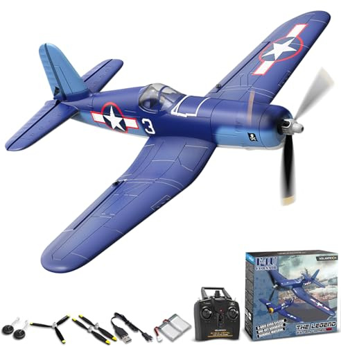 VOLANTEXRC Aereo radiocomandato per principianti, 4CH F4U RTF con 2 batterie e stabilizzazione Xpilot, aerobatico a chiave singola, 2,4 Ghz WWII RC aereo per adulti (76108)