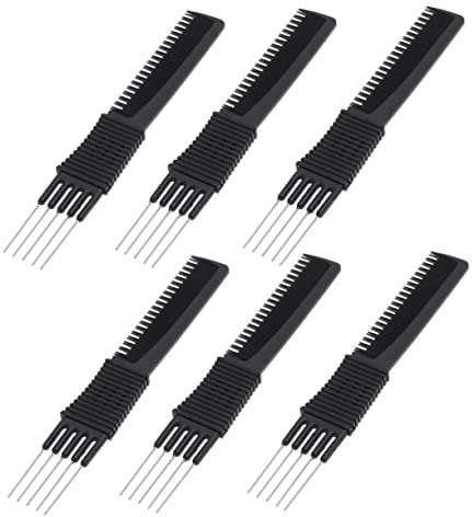 OFFIGAM Peine De Peluquería Multifunción De Acero Inoxidable 6 Unidades Tamaño Medio Para Cabello Natural y Grueso Uso Profesional y Doméstico