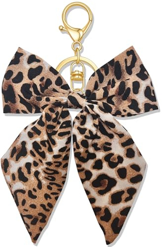 Pithayla Leopard Bow Bag Charms Keychain, Purse Charm Accessories for Women | Leopard Print Bow Key Chain, Cute Bag Purse Charm Keychains for Girl Handbags Backpacks