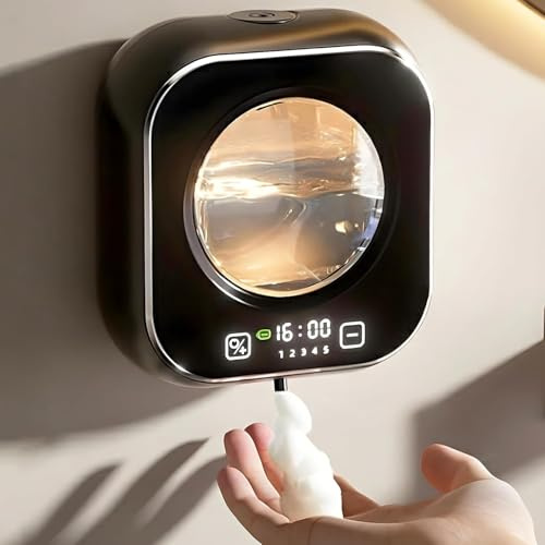 Maxspace Seifenspender Automatisch, 320ml Elektrischer Spülmittelspender mit 5 Einstellbare Seifenmengen, Wiederaufladbarer, Seifenspender Wandbefestigung für Badezimmer Küche Hotel (Schwarz)
