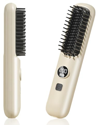 Go Brush Pro UK 2026 Ultra, Cordless Hair straighteners with Ionic Technology, USB Rechargeable for Travel, 5 Heat Settings & LED Screen, MCH Ceramic Heating