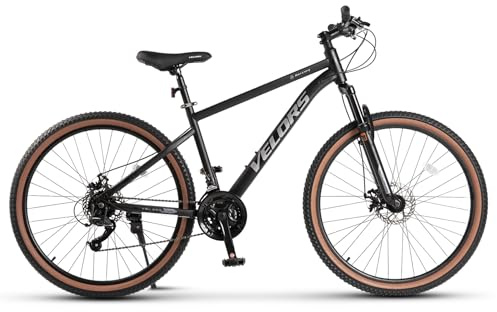 kozamas Bicicleta de montaña de 27,5 pulgadas para adultos, 160 – 175 cm, cambio de 21 velocidades y frenos de disco, MTB Hardtail con horquilla de suspensión de 100 mm, 85% premontada, color negro y