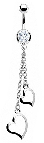Piercingfaktor Bauch Piercing Chirurgenstahl Kristall Zwei Herzen