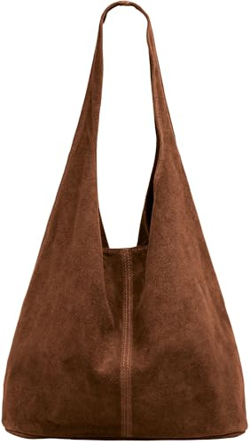 Caspar große Damen Wildleder Tasche Hobo Bag Shopper - CLASSIC LINE - Modell No.767 - Made in Italy