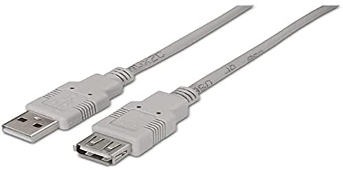 AISENS A101-0013 - Cable Extensión USB 2.0 (1.8 m para prolongar un Cable, Apto para Juegos de Consola, Cámaras Digitales, Cámara Web, impresoras y Ratón) Color Beige