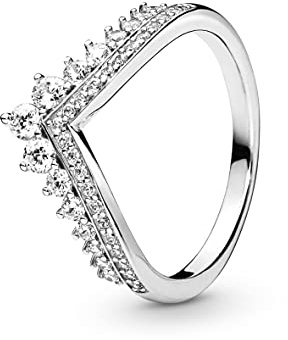 PANDORA Timeless Women's Sterling Silver Princess Cubic Zirconia Wishbone Ring, Size 52, No Box