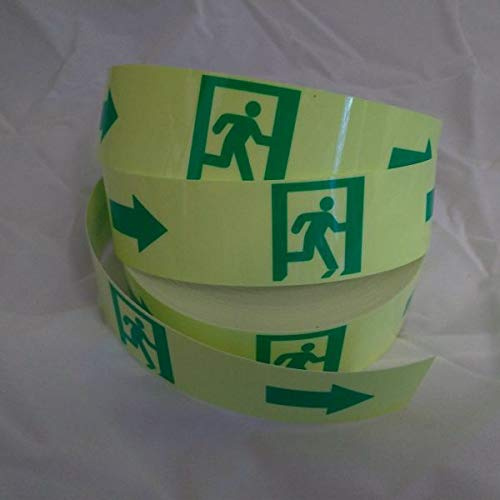 StickersLab - NASTRO USCITA DI EMERGENZA IN PVC ADESIVO LUMINESCENTE (Frecce direzionali destra (50mm x 2MT) 10 cartelli)