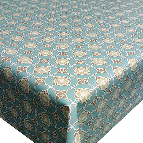 Wachstuch Wachstischdecke Gartentischdecke Elena Aqua Türkis 130 x 240 cm Eckig abwaschbare Tischdecke
